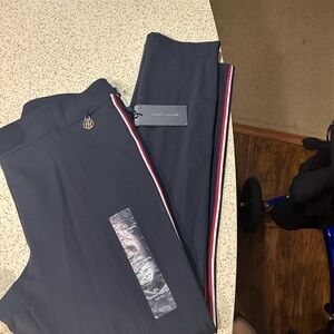 Tommy Hilfiger Navy Pants with Red & White Side Stripe